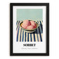 Sorbet – on Striped Tablecloth, French Ice Cream Painting, in sleek black frame