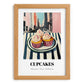 Cupcakes – New York Outdoor Café Scene, American Dessert Still Life, set in oak frame