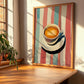 Coffee – on Striped Tablecloth, Italian Drink Still Life, clean layout with no caption