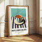 Hot Chocolate – on Striped Tablecloth, Swiss Drink Still Life 