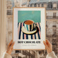 Hot Chocolate – on Striped Tablecloth, Swiss Drink Still Life, styled in a charming Paris street view