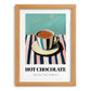 Hot Chocolate – on Striped Tablecloth, Swiss Drink Still Life, set in oak frame