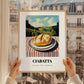 Ciabatta – Hilltop Café Scene, Italian Pastry Illustration, styled in a charming Paris street view