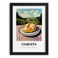 Ciabatta – Hilltop Café Scene, Italian Pastry Illustration, in sleek black frame