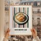 Sourdough – on Striped Tablecloth, American Food Still Life, styled in a charming Paris street view