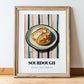 Sourdough – on Striped Tablecloth, American Food Still Life, in wooden frame leaning on the floor