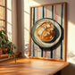 Sourdough – on Striped Tablecloth, American Food Still Life, clean layout with no caption