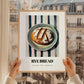 Rye Bread – on Striped Tablecloth, German Food Illustration, styled in a charming Paris street view