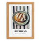 Rye Bread – on Striped Tablecloth, German Food Illustration, set in oak frame