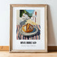 Rye Bread – White village Urban Café Scene, German Food Poster, in wooden frame leaning on the floor
