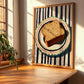Whole Wheat Bread – on Striped Tablecloth, American Food Wall Art, clean layout with no caption