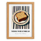 Whole Wheat Bread – on Striped Tablecloth, American Food Wall Art, set in oak frame