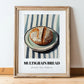 Multigrain Bread – on Striped Tablecloth, American Food Poster, in wooden frame leaning on the floor