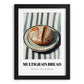 Multigrain Bread – on Striped Tablecloth, American Food Poster, in sleek black frame