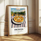 Focaccia – Hilltop Table Scene, Italian Food Illustration