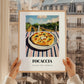 Focaccia – Hilltop Table Scene, Italian Food Illustration, styled in a charming Paris street view