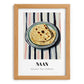 Naan – on Striped Tablecloth, Indian Food Still Life, set in oak frame
