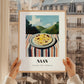 Naan – Hilltop Café Scene, Indian Food Wall Art, styled in a charming Paris street view