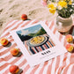 Naan – Hilltop Café Scene, Indian Food Wall Art, unframed on coastal sand