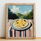 Naan – Hilltop Café Scene, Indian Food Wall Art, no-text version framed in wood