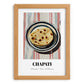 Chapati – on Striped Tablecloth, Indian Food Wall Decor, set in oak frame
