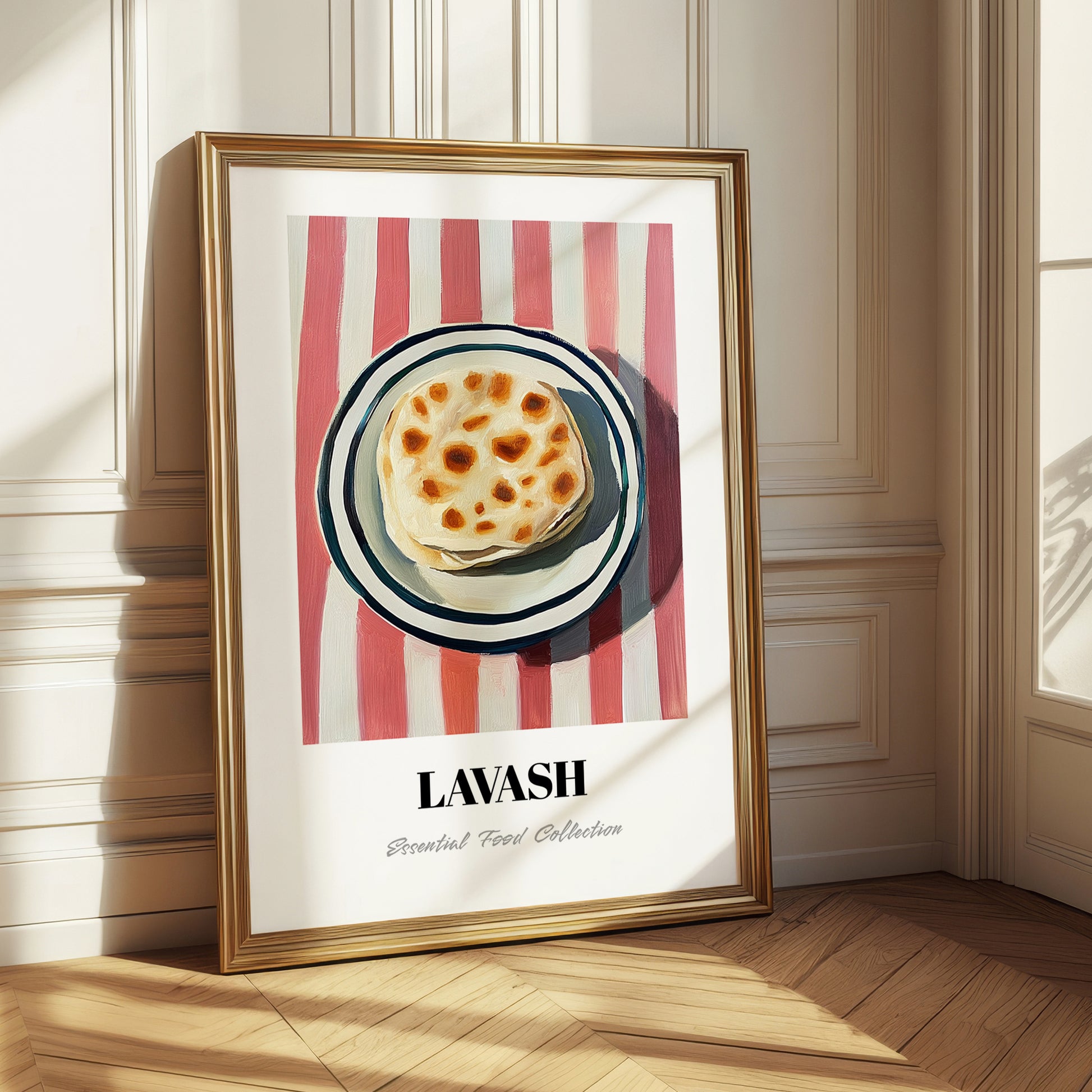 Lavash – on Striped Tablecloth, Armenian Food Poster