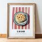 Lavash – on Striped Tablecloth, Armenian Food Poster, in wooden frame leaning on the floor
