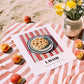 Lavash – on Striped Tablecloth, Armenian Food Poster, unframed on coastal sand