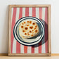 Lavash – on Striped Tablecloth, Armenian Food Poster, no-text version framed in wood