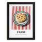 Lavash – on Striped Tablecloth, Armenian Food Poster, in sleek black frame