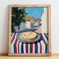 Lavash – Turkish village Urban Café Scene, Armenian Food Wall Art, no-text version framed in wood
