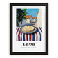 Lavash – Turkish village Urban Café Scene, Armenian Food Wall Art, in sleek black frame