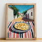 Tortilla – Mexican village Café on the Corner, Mexican Food Painting, no-text version framed in wood