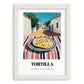 Tortilla – Mexican village Café on the Corner, Mexican Food Painting, placed in minimal white frame
