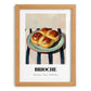 Brioche – on Striped Tablecloth, French Pastry Painting, set in oak frame