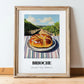 Brioche – Hillside Café View, French Pastry Wall Decor, in wooden frame leaning on the floor