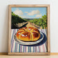 Brioche – Hillside Café View, French Pastry Wall Decor, no-text version framed in wood