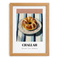 Challah – on Striped Tablecloth, Jewish Food Poster, set in oak frame