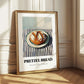 Pretzel Bread – on Striped Tablecloth, German Pastry Still Life 