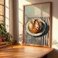 Pretzel Bread – on Striped Tablecloth, German Pastry Still Life, clean layout with no caption