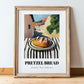 Pretzel Bread – German village Street Café Scene, German Pastry Wall Decor, in wooden frame leaning on the floor