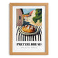 Pretzel Bread – German village Street Café Scene, German Pastry Wall Decor, set in oak frame