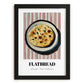 Flatbread – on Striped Tablecloth, Middle Food Wall Art, in sleek black frame