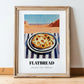 Flatbread – Desert Café Scene, Middle Food Poster, in wooden frame leaning on the floor