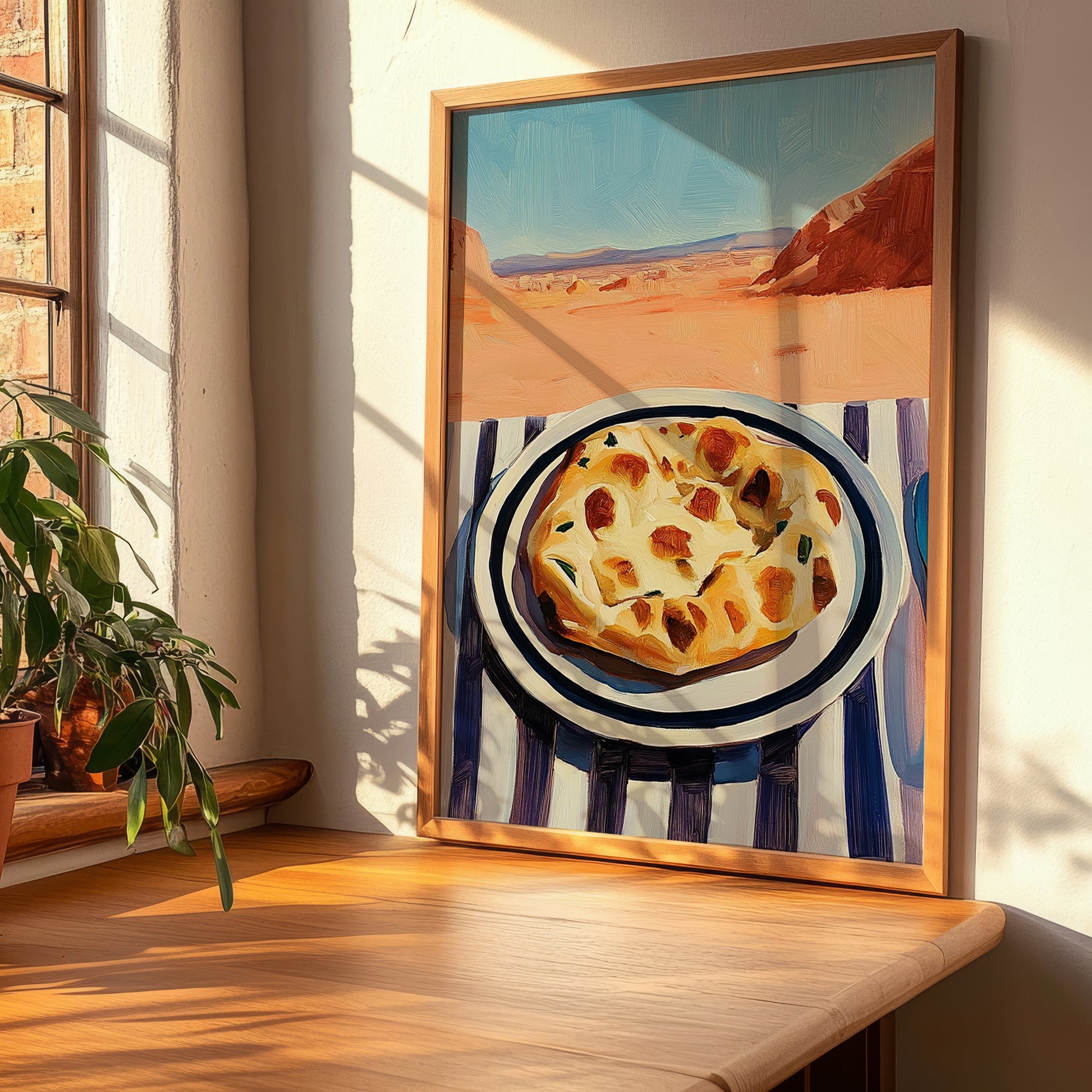 Flatbread – Desert Café Scene, Middle Food Poster, clean layout with no caption