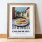 English Muffin – British village Café on the Corner, British Pastry Art, in wooden frame leaning on the floor
