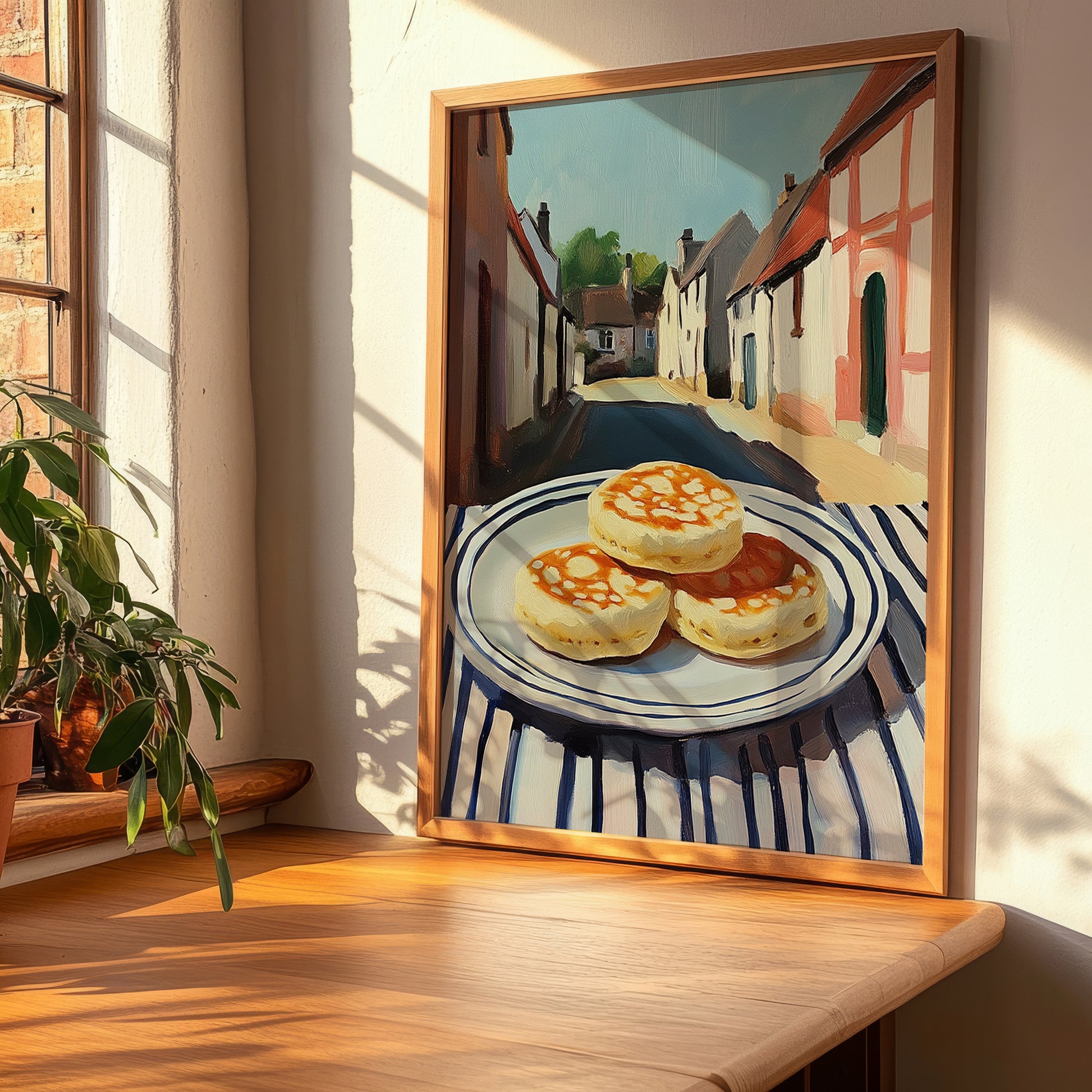 English Muffin – British village Café on the Corner, British Pastry Art, clean layout with no caption