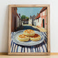 English Muffin – British village Café on the Corner, British Pastry Art, no-text version framed in wood