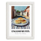 English Muffin – British village Café on the Corner, British Pastry Art, placed in minimal white frame