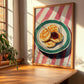 Crumpets – on Striped Tablecloth, British Pastry Wall Decor, clean layout with no caption